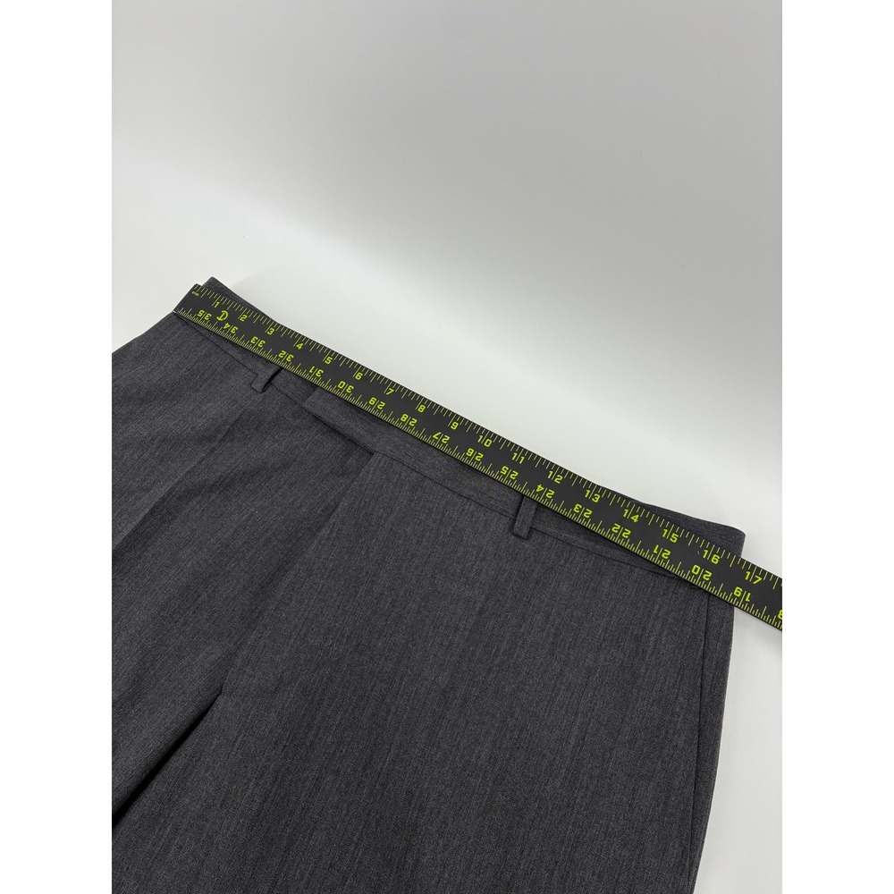 Hugo Boss 34X33 Virgin Wool Blend Dress Pants Charcoal Grey Flat Front Trousers